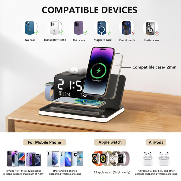 🔥Today's Specials🎉Wireless charger with clock and night light function (fast charging)⚡