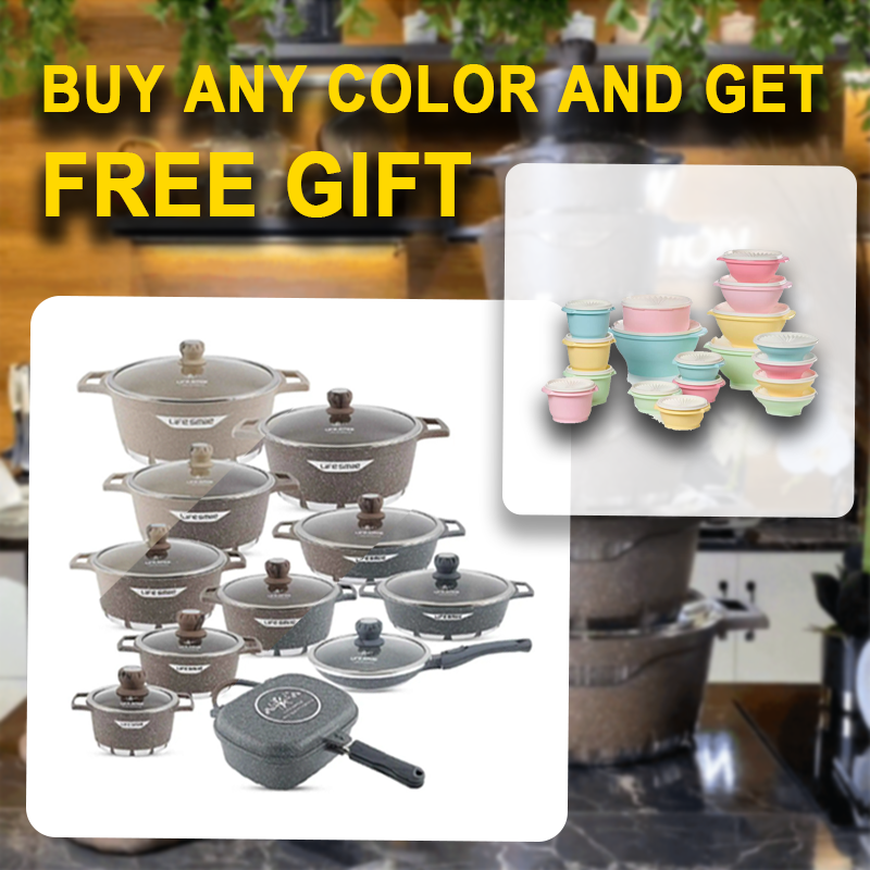🔥Cookware Set 29 Pieces Non Stick Multi Layer Granite Coating