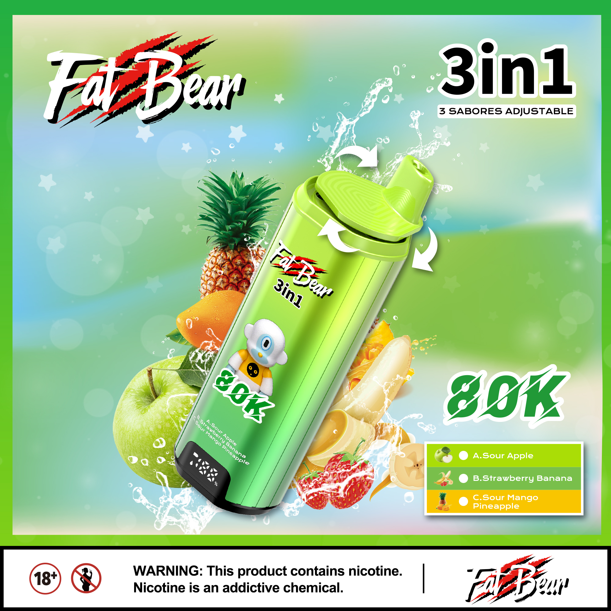 AIVONO AIM FAT BEAR 80K PUFFS🍉🍇🫐🍓