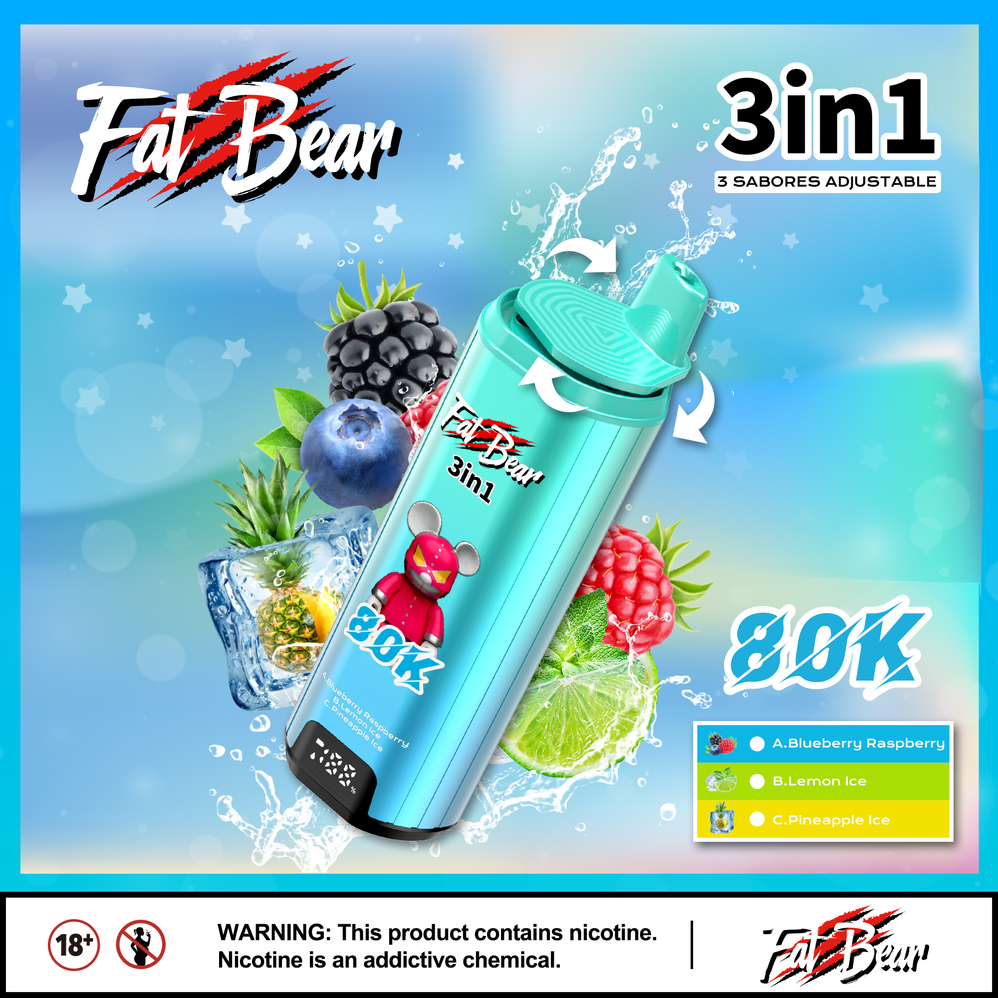 AIVONO AIM FAT BEAR 80K PUFFS🍉🍇🫐🍓