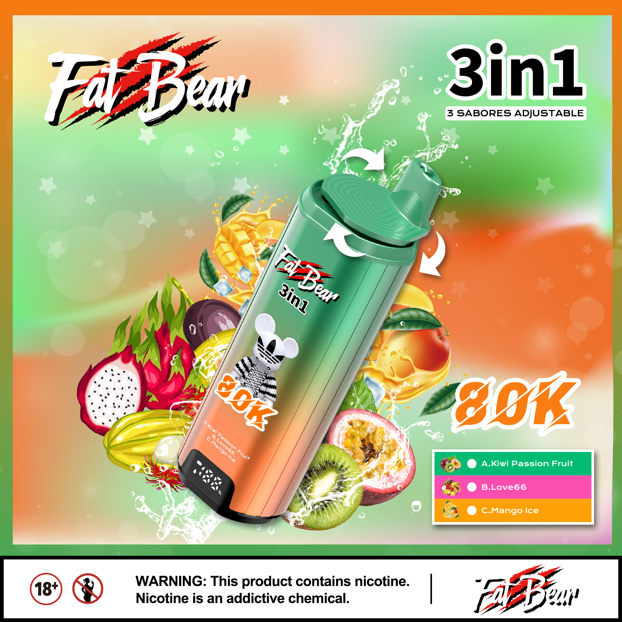 AIVONO AIM FAT BEAR 80K PUFFS🍉🍇🫐🍓