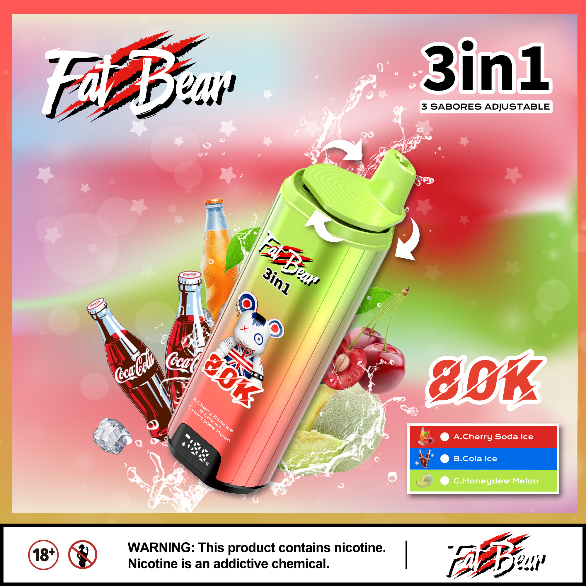 AIVONO AIM FAT BEAR 80K PUFFS🍉🍇🫐🍓
