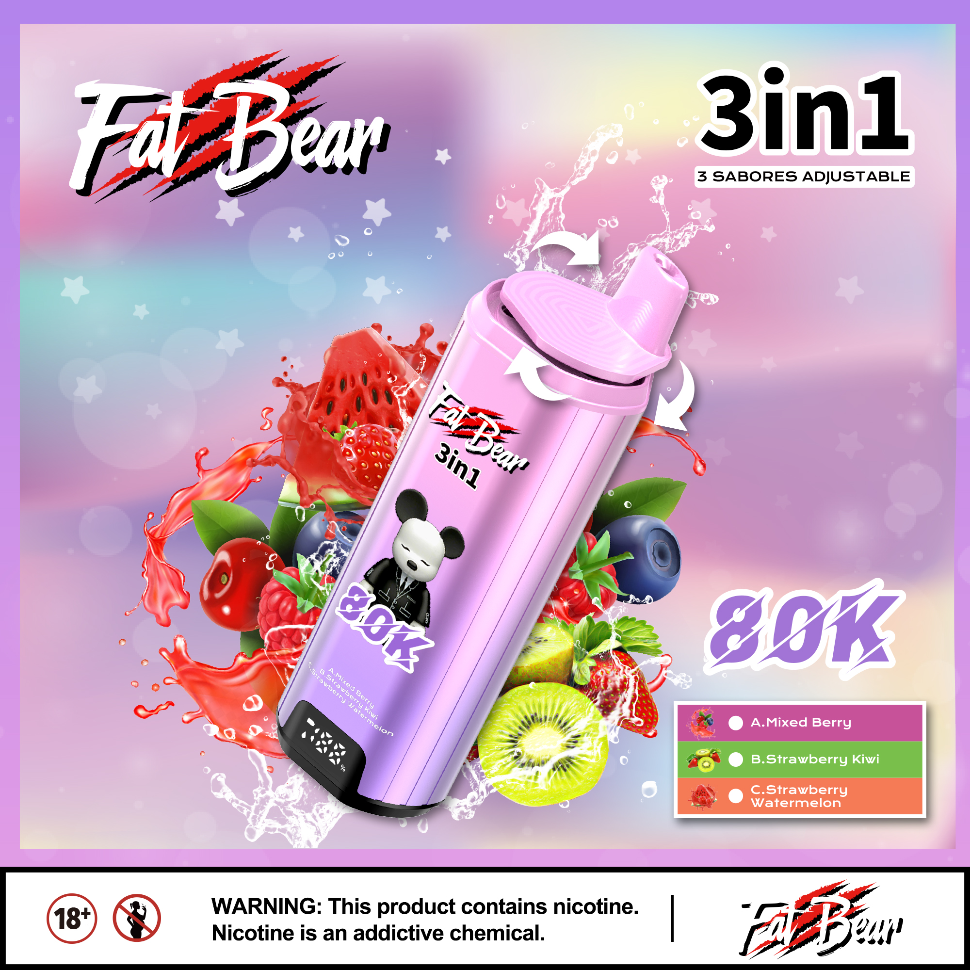 AIVONO AIM FAT BEAR 80K PUFFS🍉🍇🫐🍓