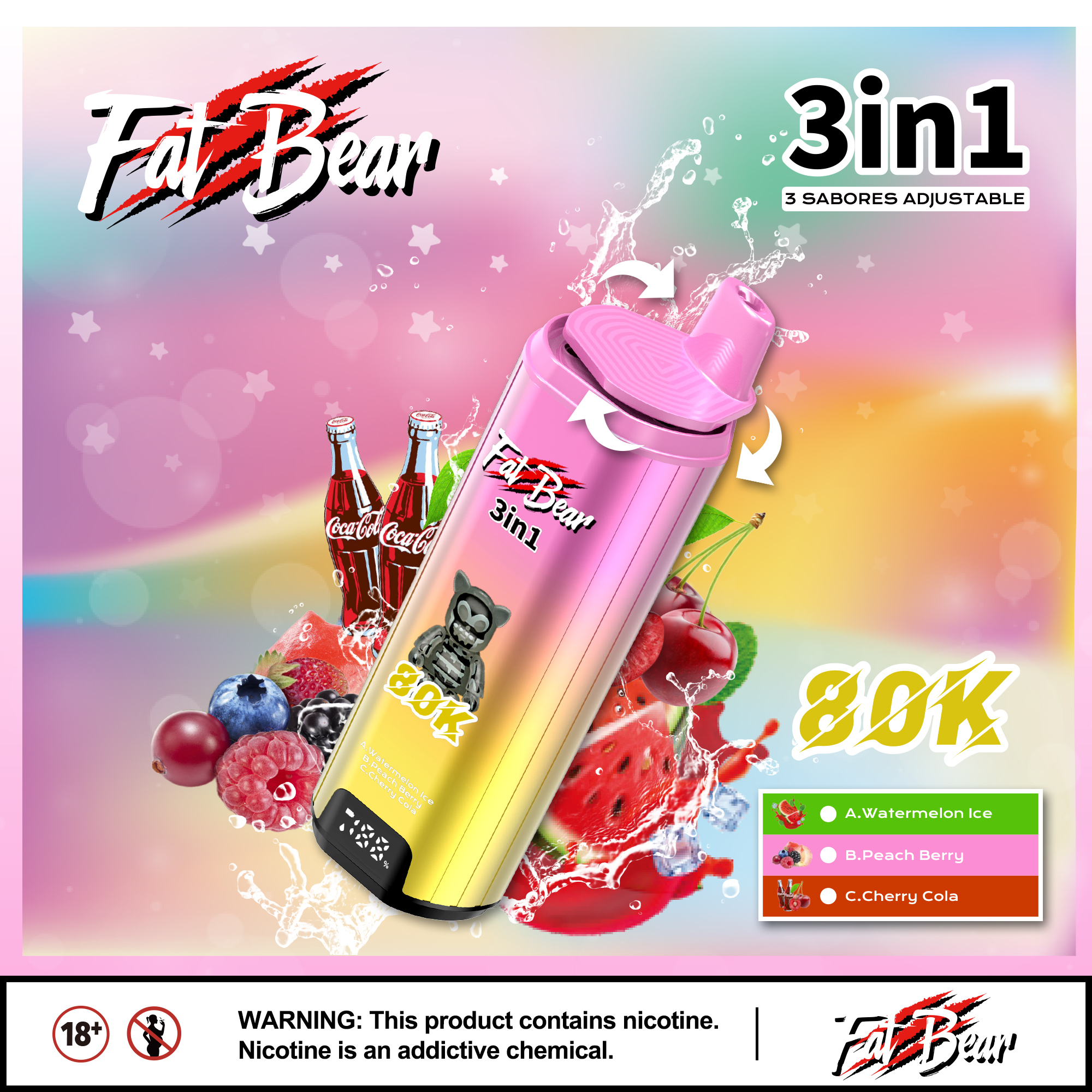AIVONO AIM FAT BEAR 80K PUFFS🍉🍇🫐🍓