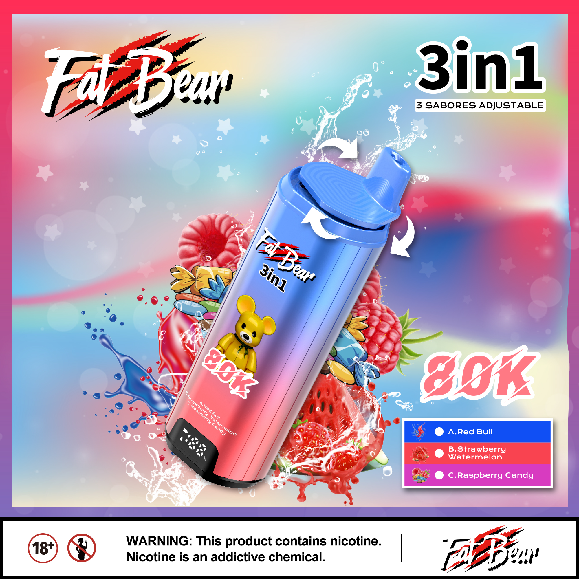 AIVONO AIM FAT BEAR 80K PUFFS🍉🍇🫐🍓