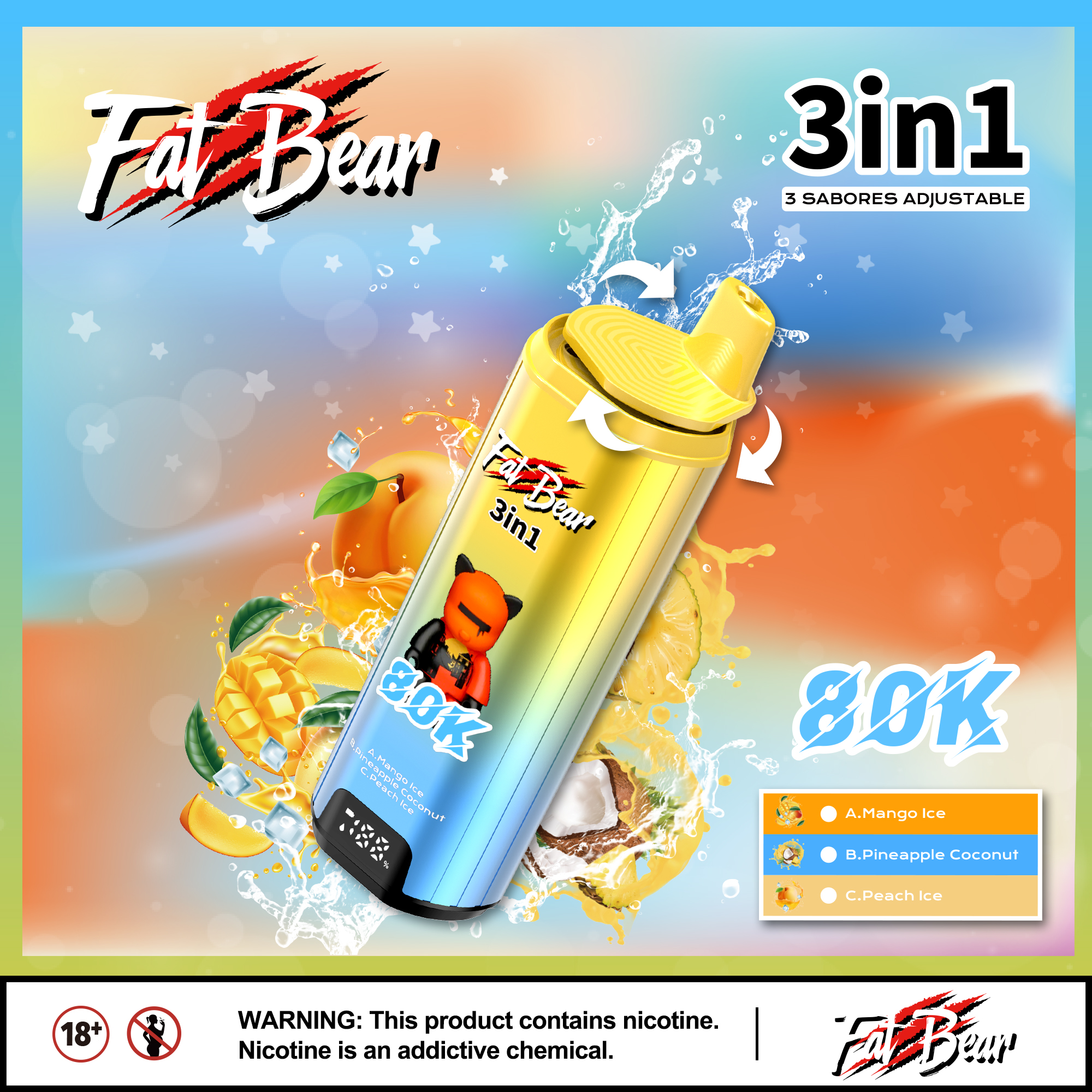 AIVONO AIM FAT BEAR 80K PUFFS🍉🍇🫐🍓