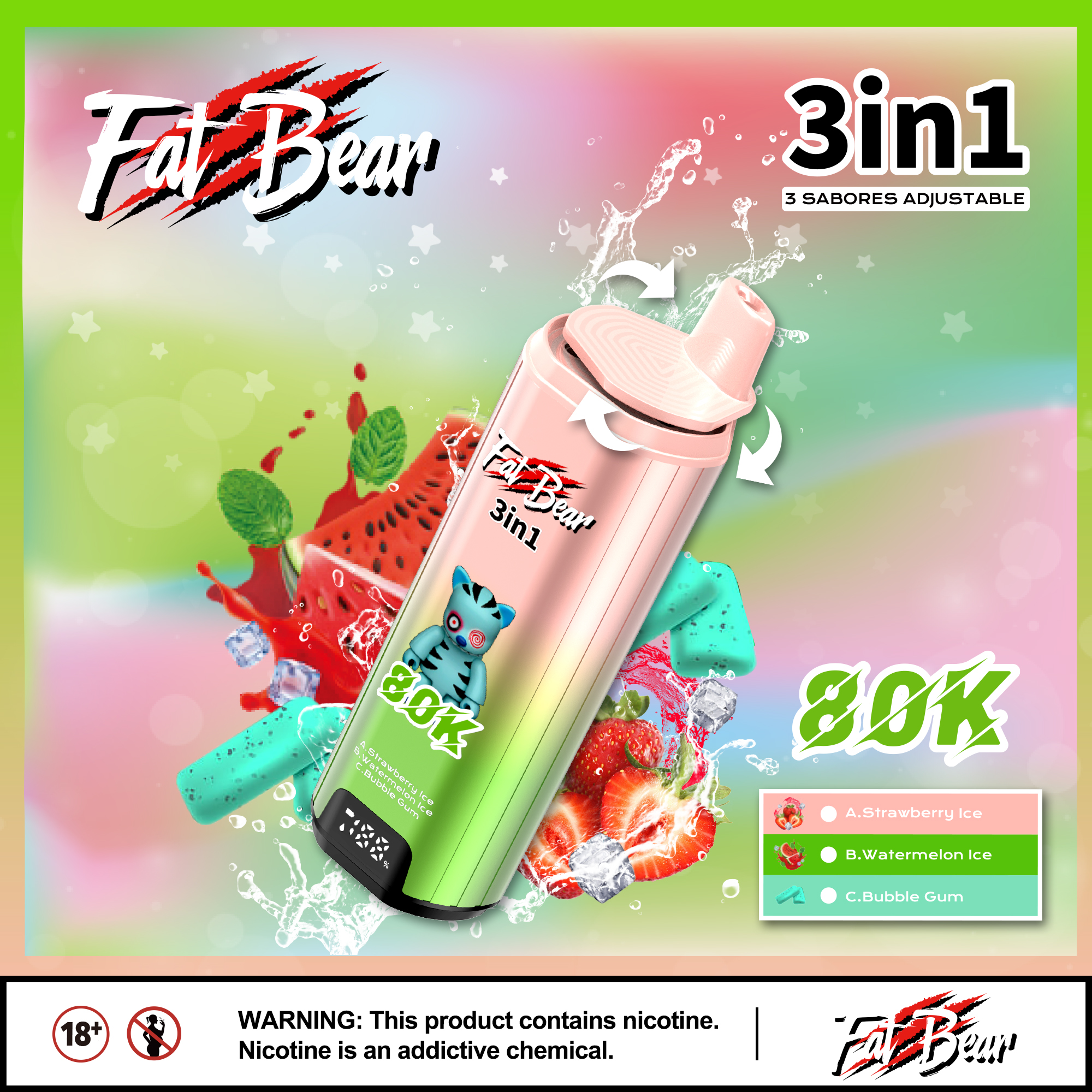 AIVONO AIM FAT BEAR 80K PUFFS🍉🍇🫐🍓