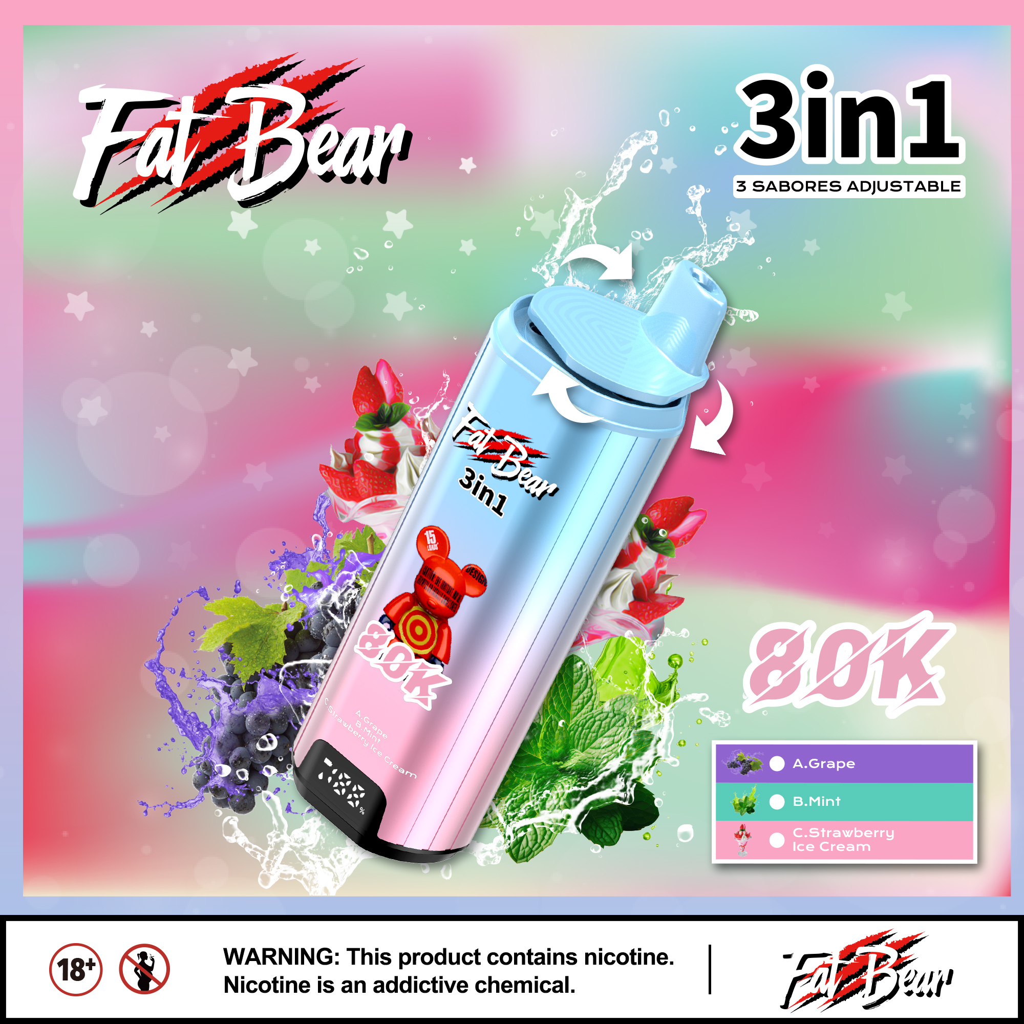 AIVONO AIM FAT BEAR 80K PUFFS🍉🍇🫐🍓