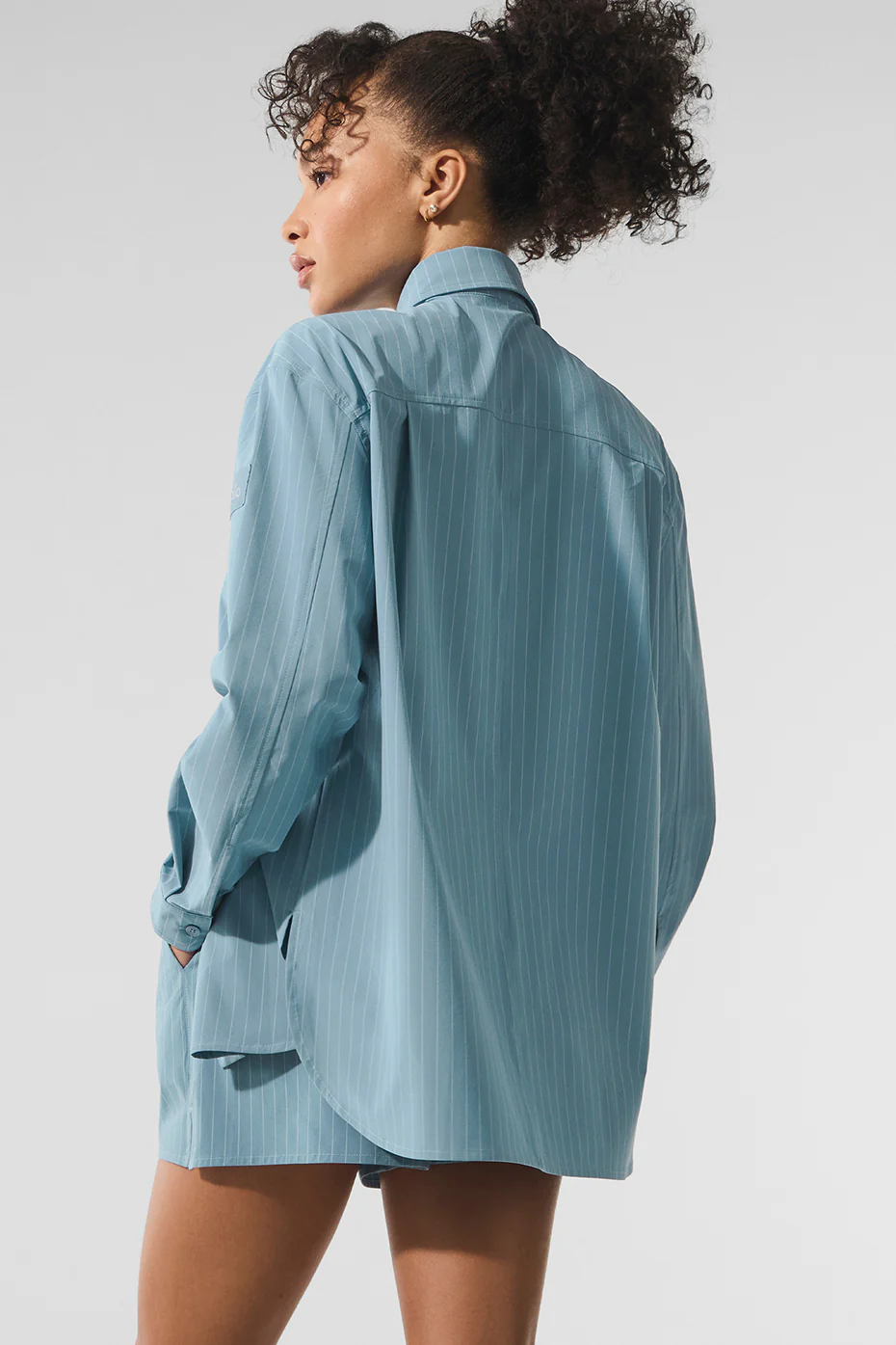 Pinstripe Daylight Button Down Long Sleeve - Dark Celestial Blue/White