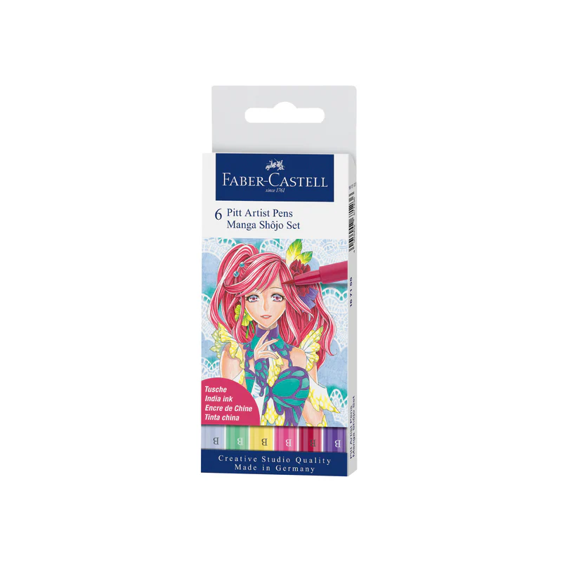 Pitt Artist Pen, Manga Shojo Set - Wallet of 6 - #167155