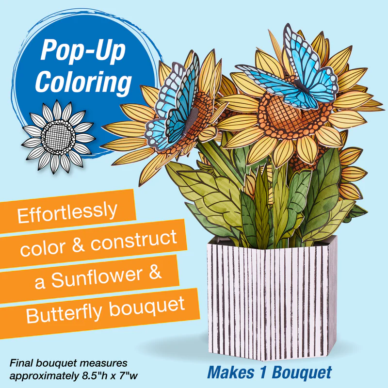 Pop Up Coloring Bouquet - Sunflowers & Butterflies - #770429