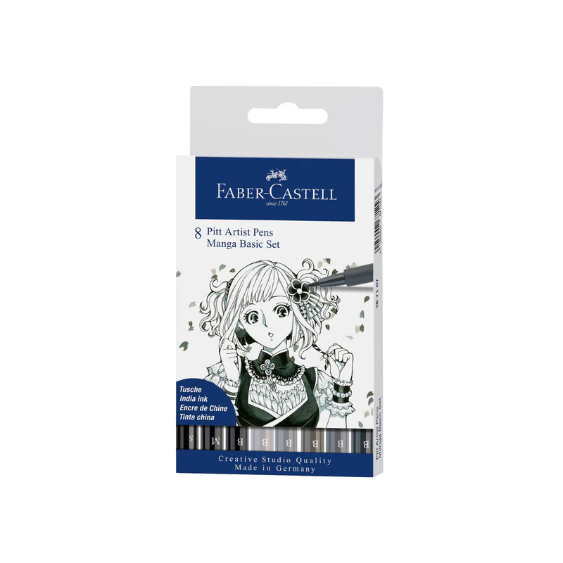 Pitt Artist Pen, Manga Basic Set - Wallet of 8 - #167107