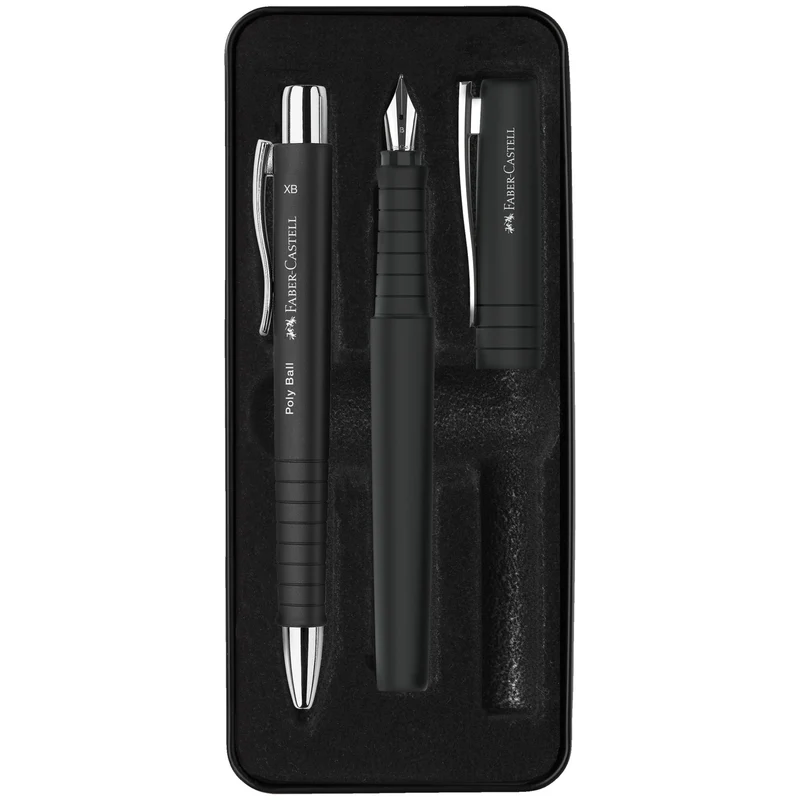 Poly Pen Fountain and Ballpoint Pen Pen Gift Set - Black - #241050