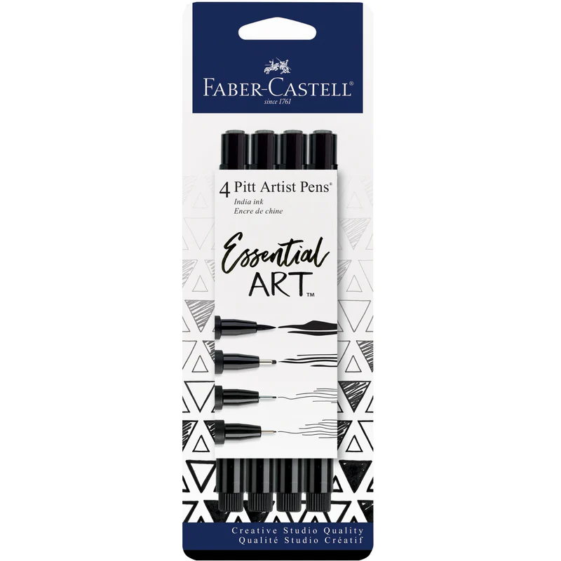Pitt Artist Pen, Essential Art - #199 Black Set of 4 - #770075