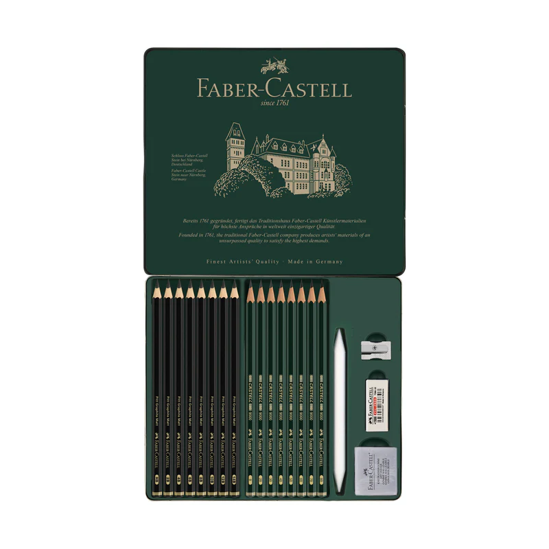Castell 9000 & Pitt Graphite Matte Pencil Set, Tin of 20 - #115224
