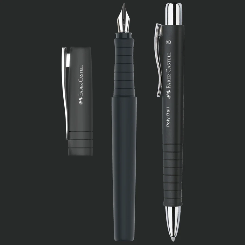 Poly Pen Fountain and Ballpoint Pen Pen Gift Set - Black - #241050