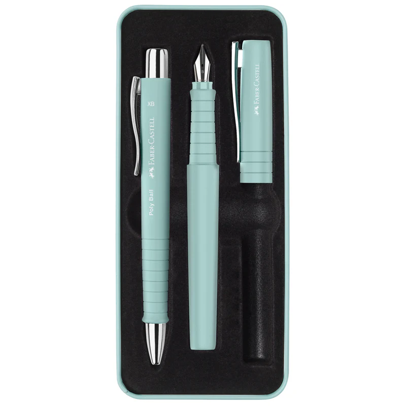 Poly Pen Fountain and Ballpoint Pen Pen Gift Set - Caribic Blue - #241053