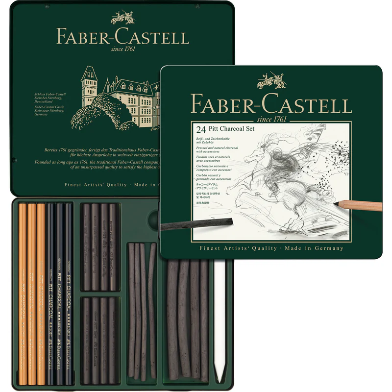 Pitt Charcoal Set, Tin of 24 - #112978