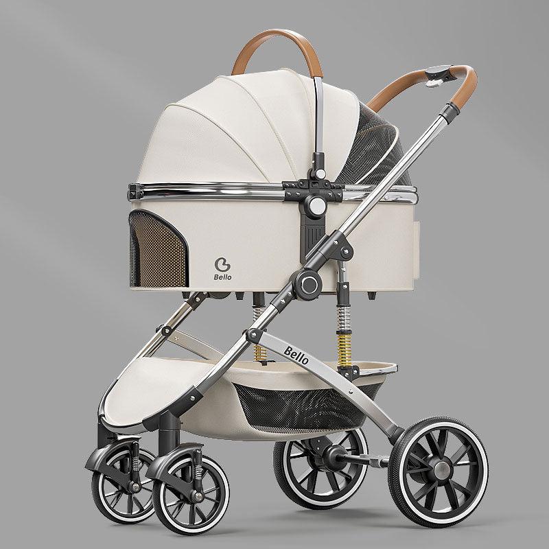 Shock-Absorbing Cat Stroller Pet Carrier with Wheels