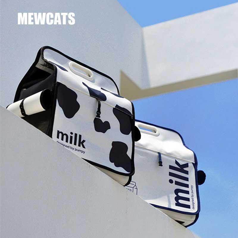 Milk Print Cat Carrier Backpack Travel Tote Handbag Bag