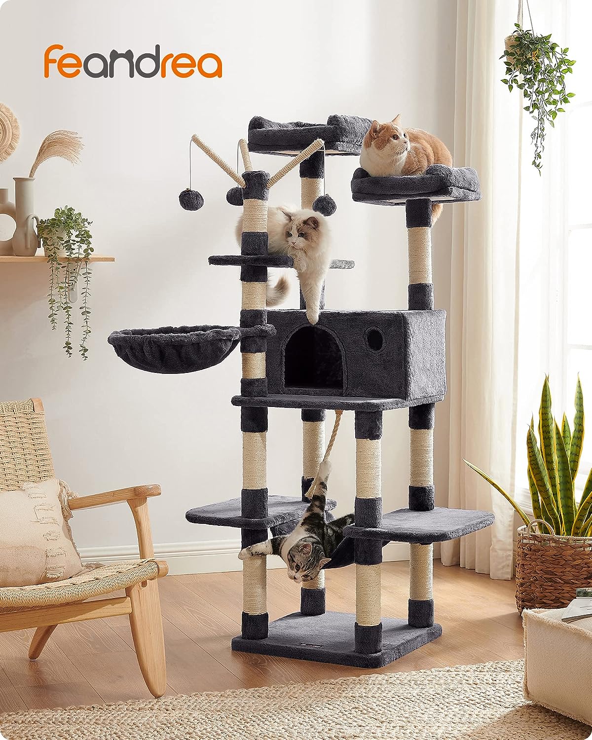Cat Tree, Large Cat Tower, 64.6 Inches