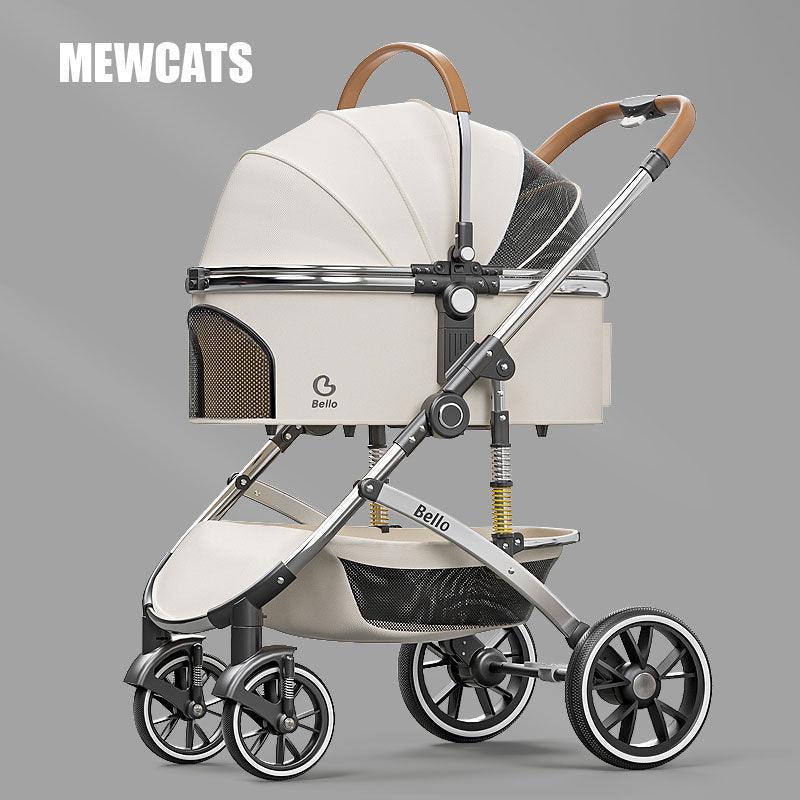 Shock-Absorbing Cat Stroller Pet Carrier with Wheels