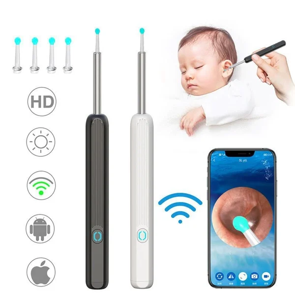 Clearance🔥Clean Earwax-Wi-Fi Visible Wax Removal Spoon, USB 1296P HD Load Otoscope