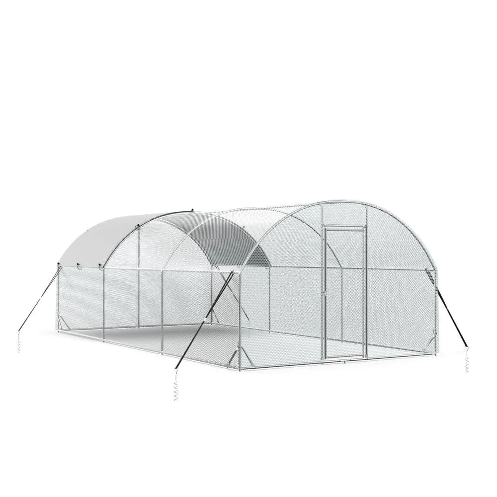 Tidoin 77 in. H x 234 in. W x 120 in. D Large Metal Chicken Coop Poultry Cage with Waterproof and Anti-Ultraviolet Cover Coop-YD-012