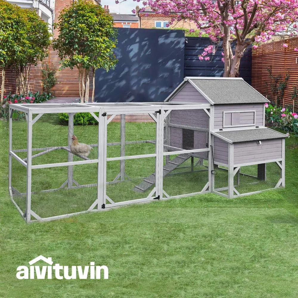 aivituvin Large Chicken Coop with Run for 8-10 Chickens AIR46