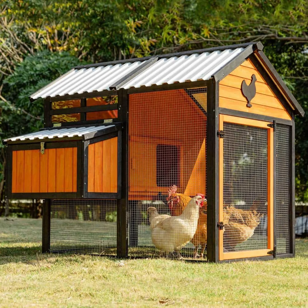 🛎️CLEARANCE!!!🔥48.6 in-Wooden Chicken Coop with Waterproof PVC Roof(For 6~8Chickens)🐔
