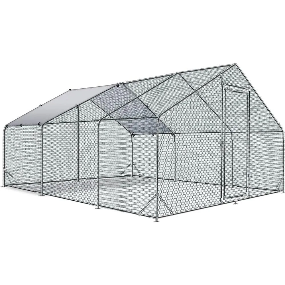 Tidoin 77 in. H x 237 in. W x 119 in. D Large Metal Chicken Coop Poultry Cage with Waterproof and Anti-Ultraviolet Cover Coop-YD-003