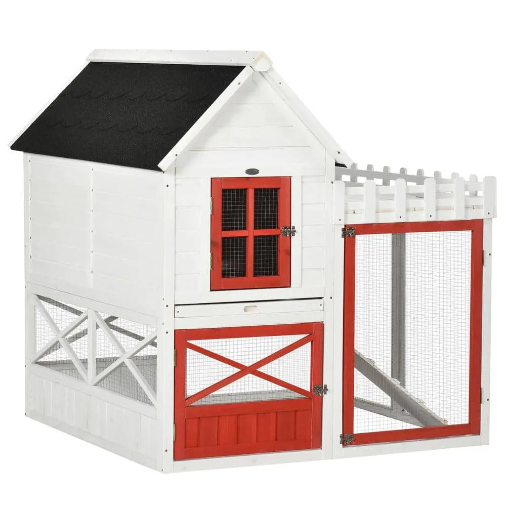 51 in. Small Chicken Coop with Storage Box White D51-369V00WT