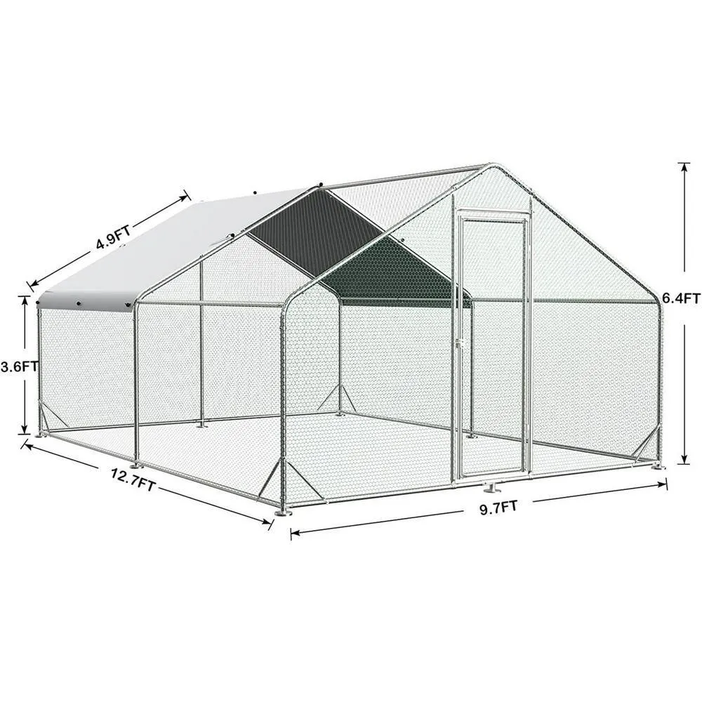 Tidoin 77 in. H x 158 in. W x 119 in. D Large Metal Chicken Coop Poultry Cage with Waterproof and Anti-Ultraviolet Cover Coop-YD-002