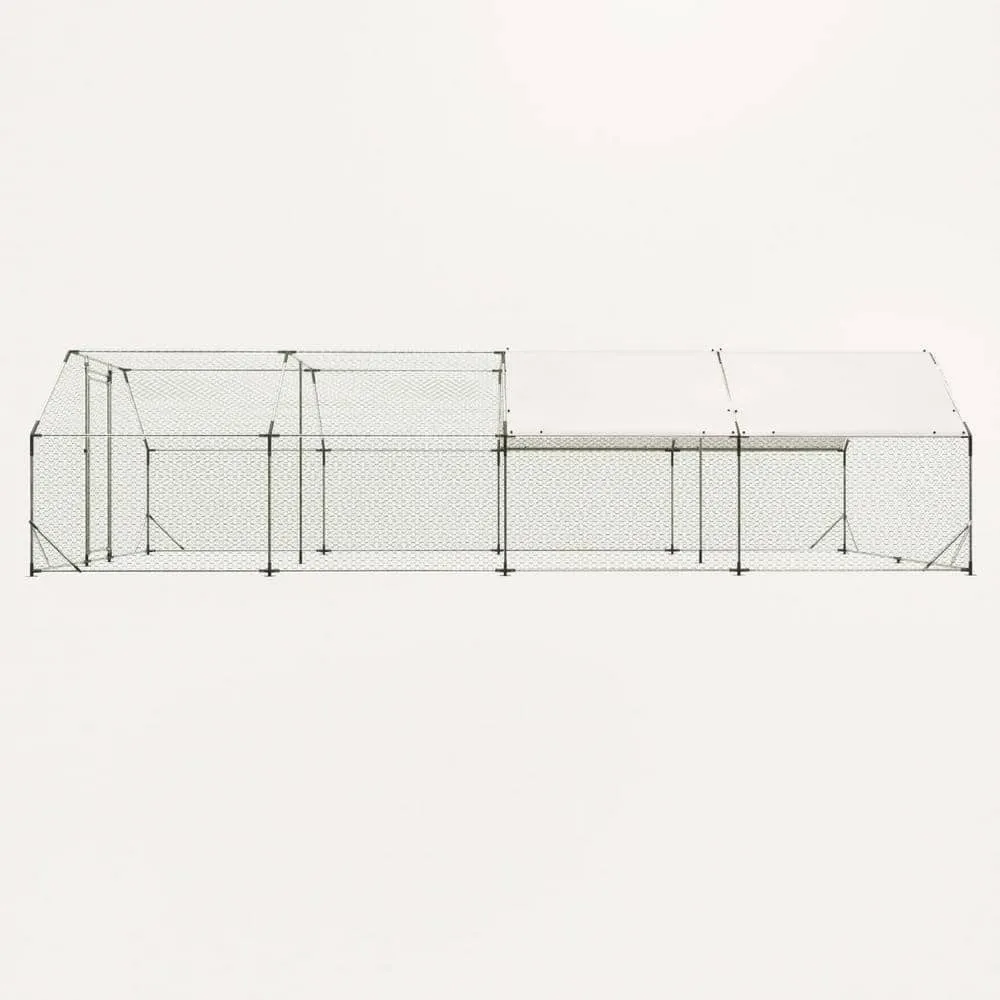 Miscool Anky 76.32 in. H x 308.16 in. W x 119.28 in. D Metal Poultry Fencing Large Chicken Coop Poultry Cage in Silver CCHD100020C