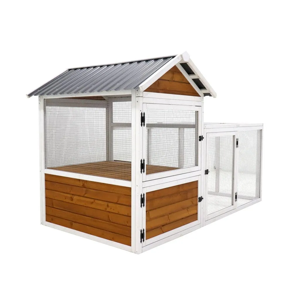 Miscool Anky 77.4 in. W Large Outdoor Chicken Coop with Nest Box Waterproof PVC Board CCHD1012872