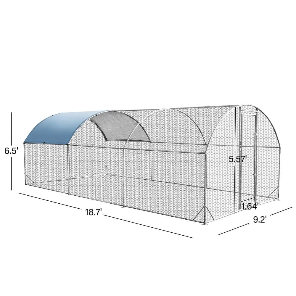 Siavonce Large Metal Chicken Coop Upgrade 3 Support Steel Wire Impregnated Plastic Net Cage Oxford Cloth Silver Plated DJ-ZX-W1763102500