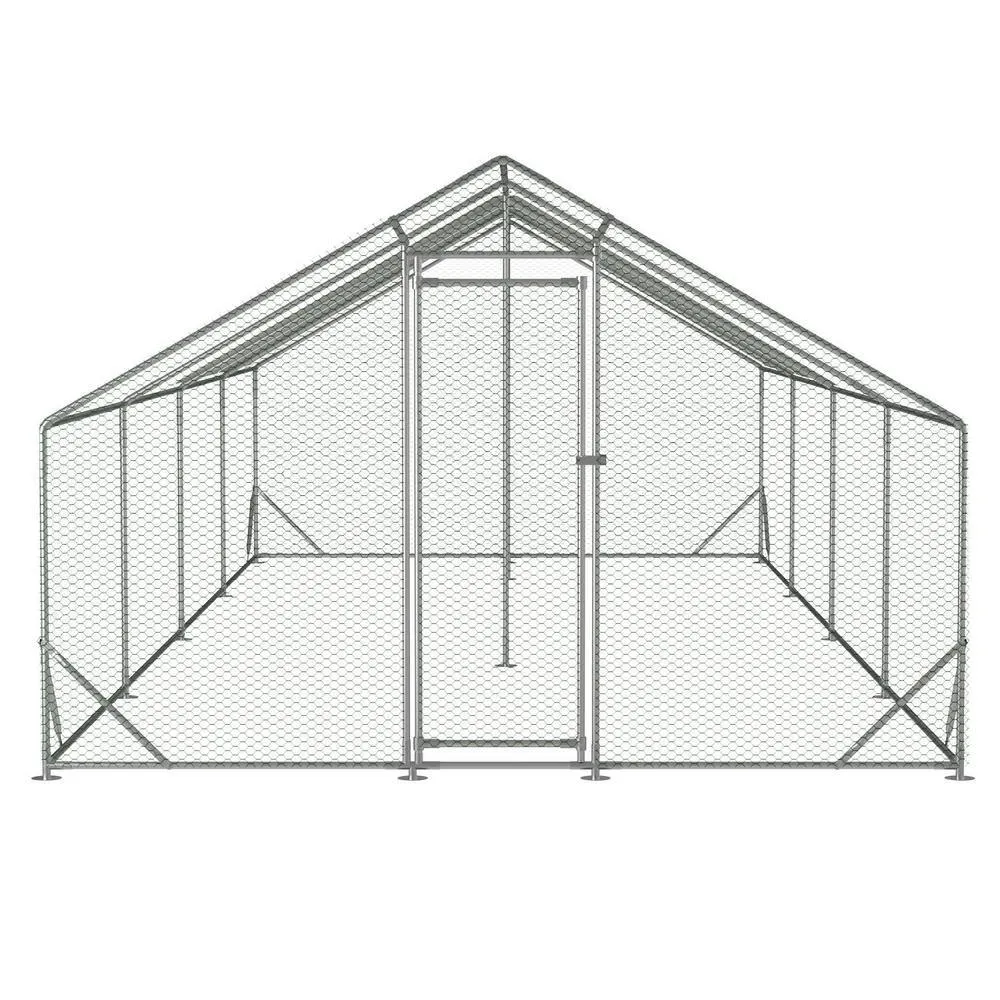 Miscool Anky 79 in. H x 306 in. W x 120 in. D Metal Poultry Fencing Large Chicken Coop Poultry Cage in Silver CCHD100011C