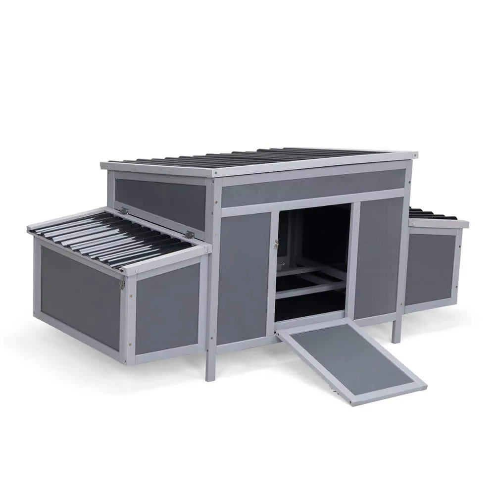 83.67 in. W x 27.56 in. H x 27.96 in. D Outdoor Wood Chicken Coop Poultry Fencing Wire Mesh Run Nesting Boxes