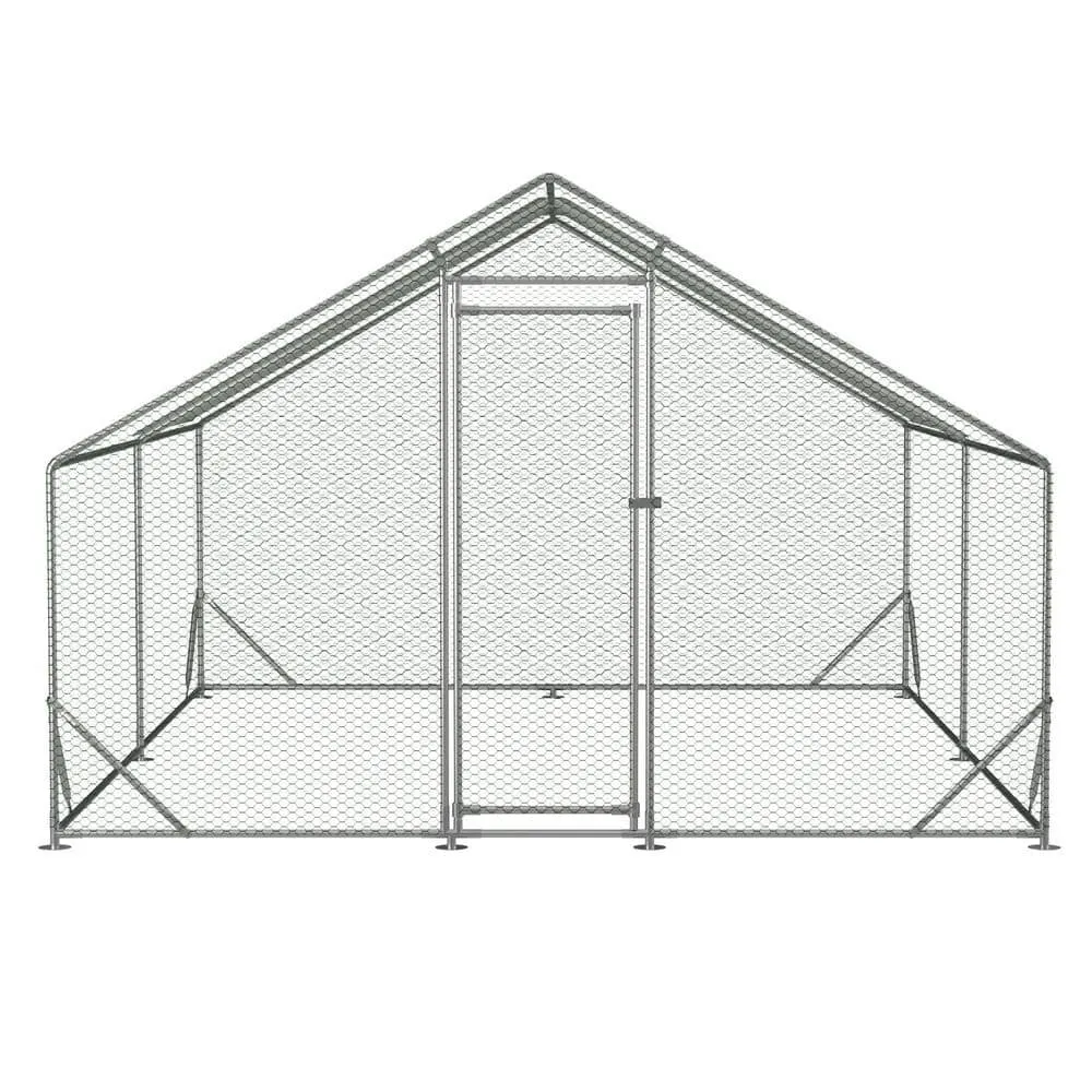 Miscool Anky 79 in. H x 156 in. W x 120 in. D Aluminum Poultry Fencing Large Chicken Coop Poultry Cage in White CCHD103938