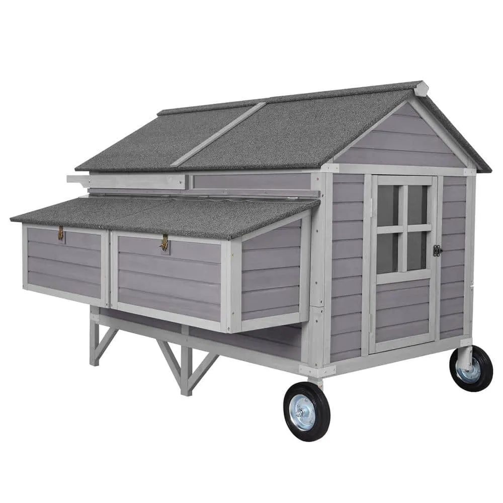 aivituvin Extra-Large Wooden Chicken Tractor for 810 Chickens AIR97