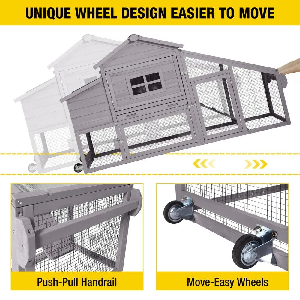 aivituvin Wooden Chicken Coop for 12 Hens With Wheels AIR23-W