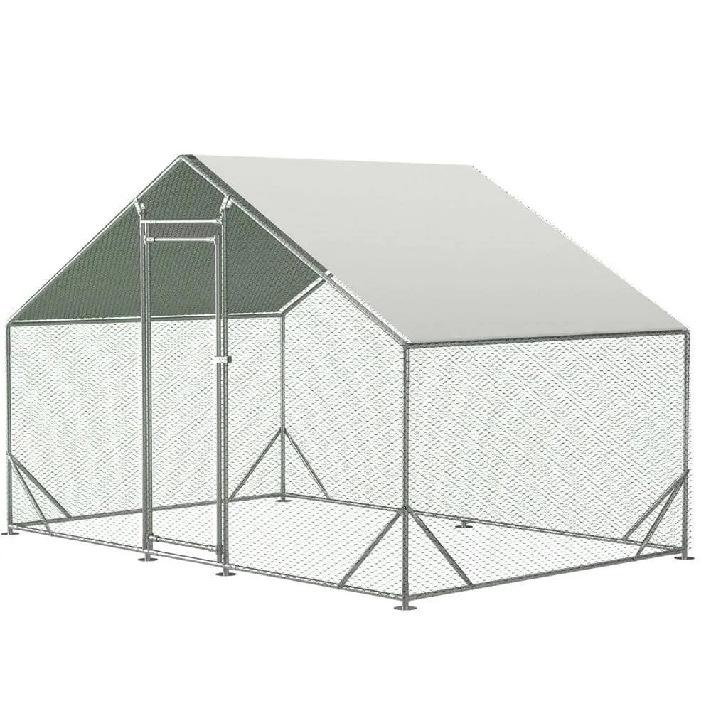 Miscool Anky 79 in. H x 79.2 in. W x 120 in. D Aluminum Poultry Fencing Large Chicken Coop Poultry Cage in White CCHD103937