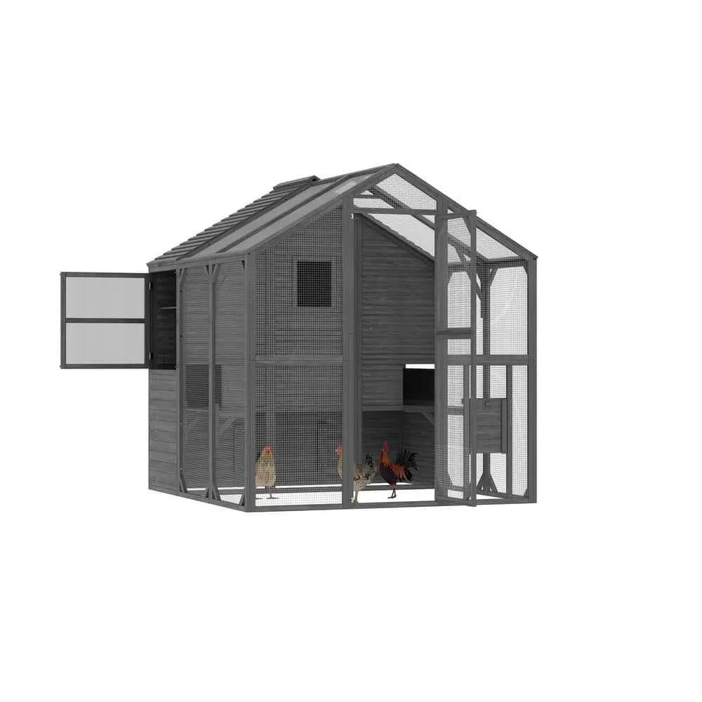 FUFUGAGA 74.1 in.H x 66.5 in.W x 72.6 in.D Chicken Coop Fir Wood Super Large Wooden Chicken House Poultry Cage for Chickens Y-THD-150212-0102-ccc