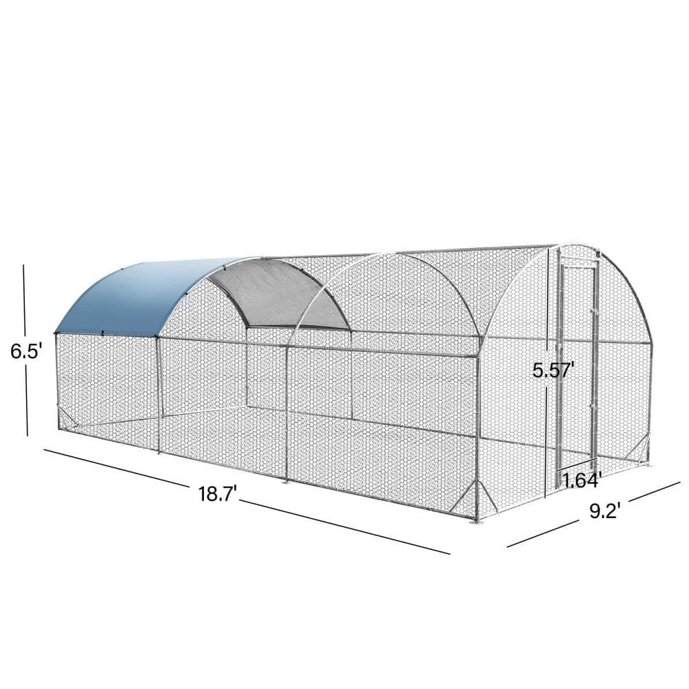 Tidoin 78 in. H x 225 in. W x 118 in. D Large Metal Chicken Coop Poultry Cage with Waterproof and UV Protection Cover Coop-YD-015