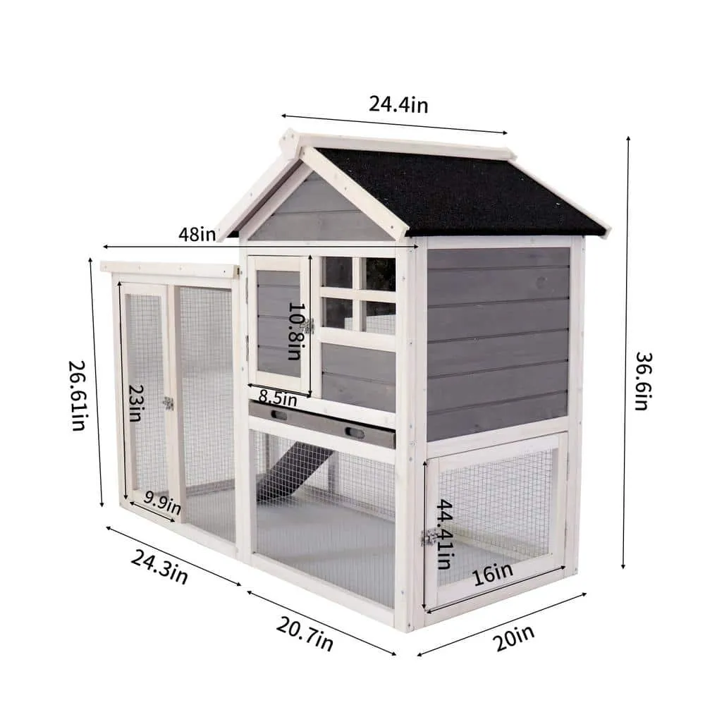 Mis cool Any 48 in. W Deluxe Wooden Chicken Coop Hen House Rabbit Wood Hutch Poultry Cage Habitat in Gray CCHD1010991