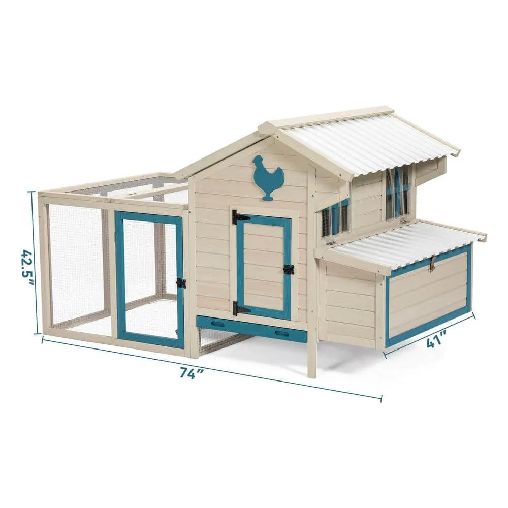 cenadinz WeatherProof Outdoor Chicken Coop Outdoor Chicken Coop with Removable Bottom Large Space Coop Suitable For 57-Chickens GCW142777680