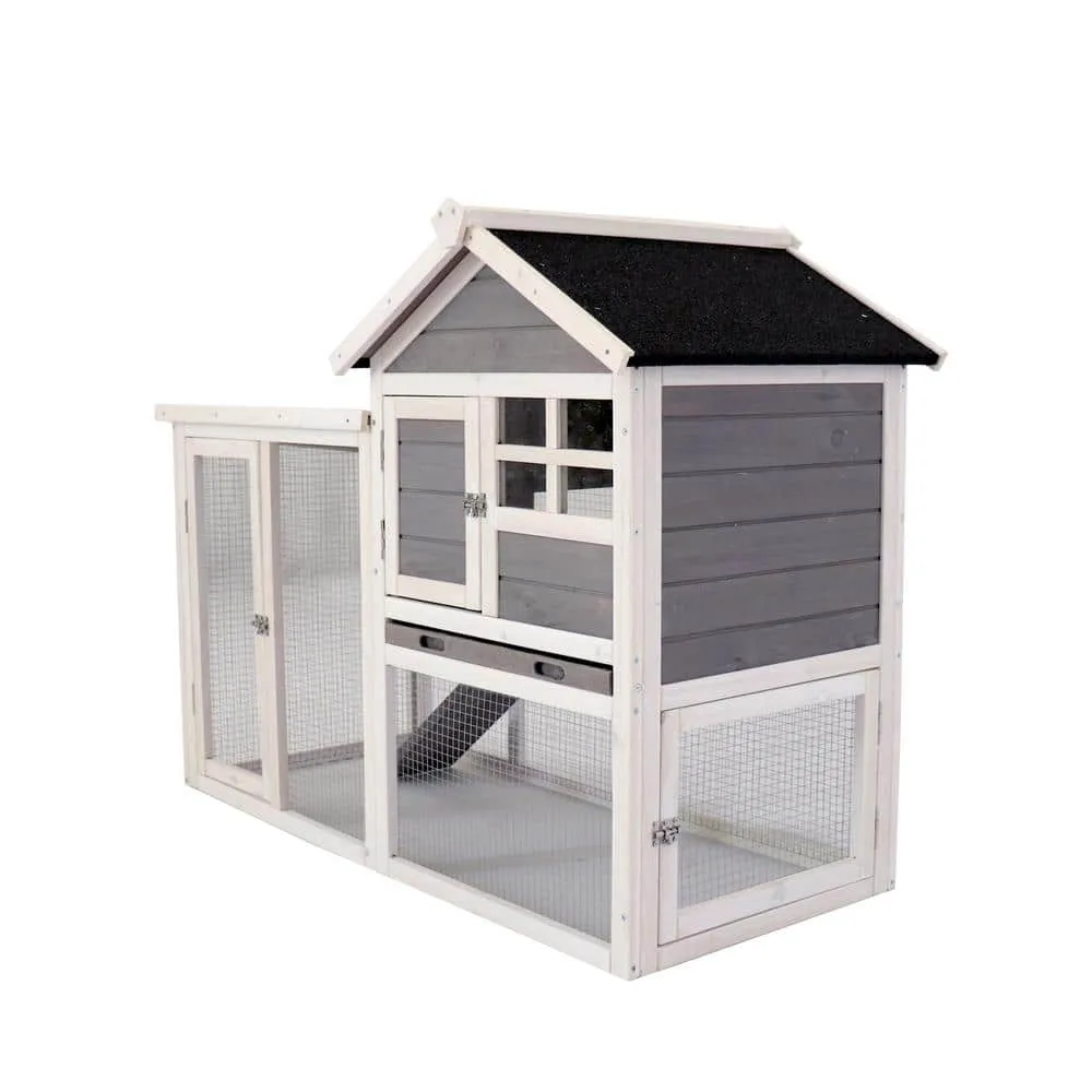 Mis cool Any 48 in. W Deluxe Wooden Chicken Coop Hen House Rabbit Wood Hutch Poultry Cage Habitat in Gray CCHD1010991