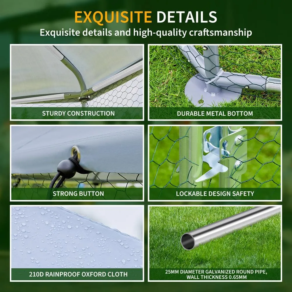 Siavonce Large Metal Poultry Fencing Chicken Coop Octagon Steel Wire Dipped Plastic Mesh Oxford Cloth Silver Plated WaterProof ZX-132850