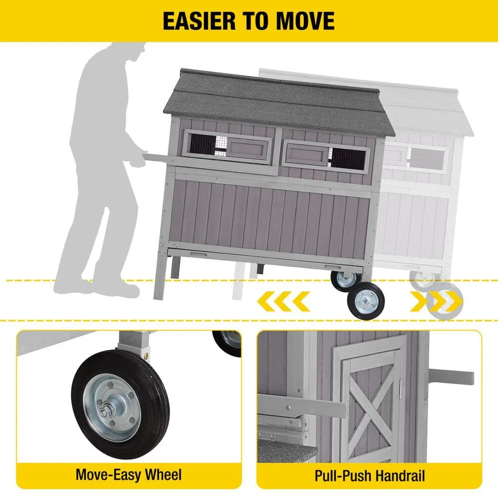 aivituvin Extra-Large Chicken Coop with Big Wheels for 6-8 Chickens AIR96