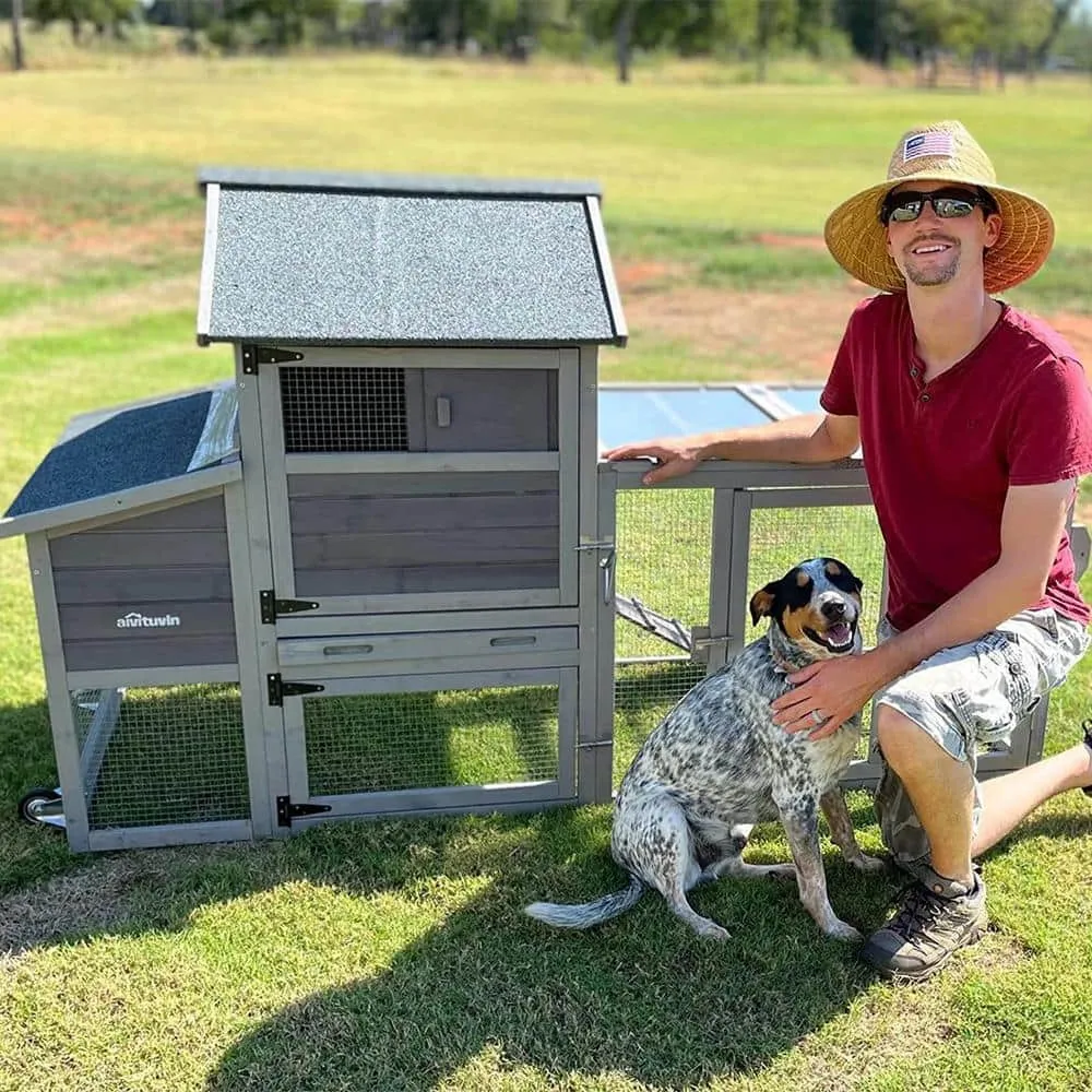aivituvin Chicken Tractor Chicken House for 2-4 Hens( Inner Space 23.03 sq. ft.) AIR27